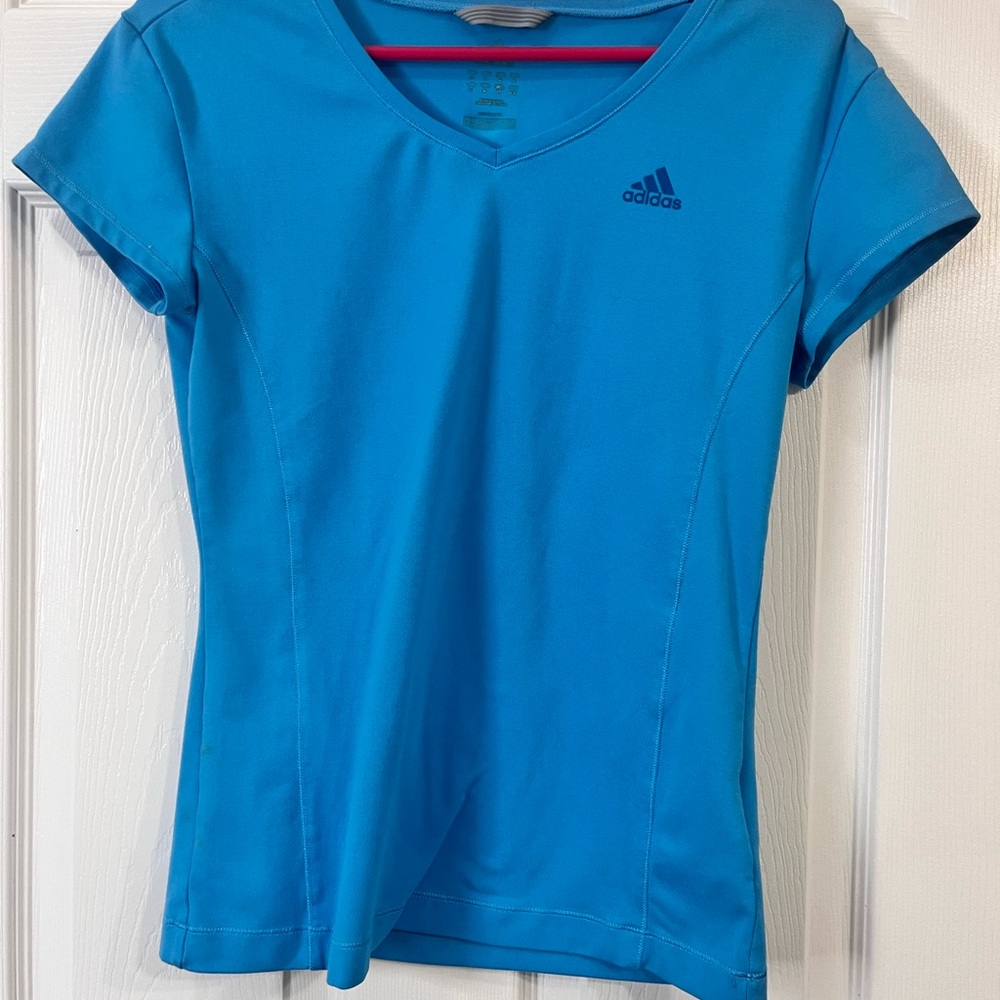 Adidas Bright Blue V-Neck Tee
